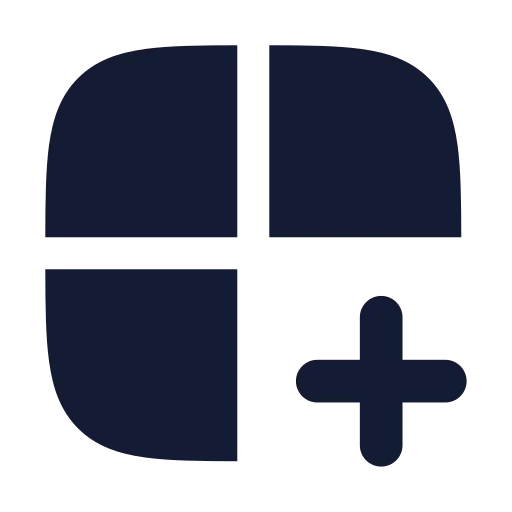 Grid 2 X 2 Plus Icon in Solid Rounded style
