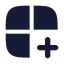 Grid 2 X 2 Plus icon with solid rounded style