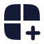Grid 2 X 2 Plus icon with solid rounded style