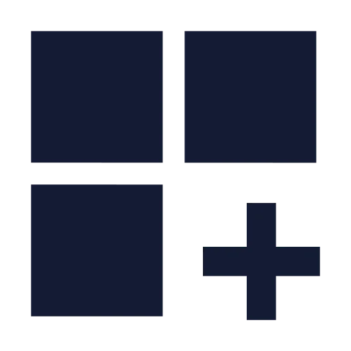 Grid 2 X 2 Plus Icon in Solid Sharp style