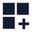 Grid 2 X 2 Plus icon with solid sharp style