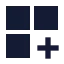 Grid 2 X 2 Plus icon with solid sharp style