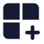 Grid 2 X 2 Plus icon with solid standard style
