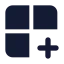 Grid 2 X 2 Plus icon with solid standard style