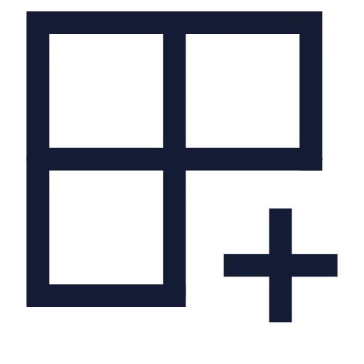 Grid 2 X 2 Plus Icon in Stroke Sharp style