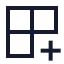 Grid 2 X 2 Plus icon with stroke sharp style