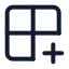 Grid 2 X 2 Plus icon with stroke standard style