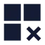 Grid 2 X 2 X icon with solid sharp style