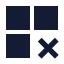 Grid 2 X 2 X icon with solid sharp style