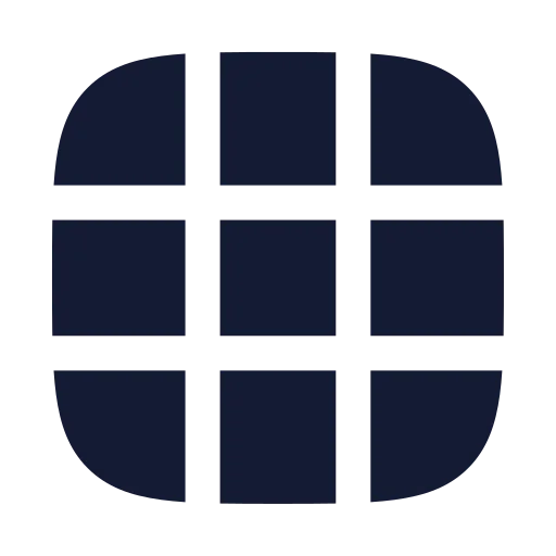 Grid 3 X 3 Icon in Solid Rounded style