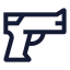 Gun icon with stroke sharp style