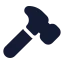 Hammer icon with solid rounded style