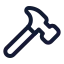 Hammer icon with stroke rounded style