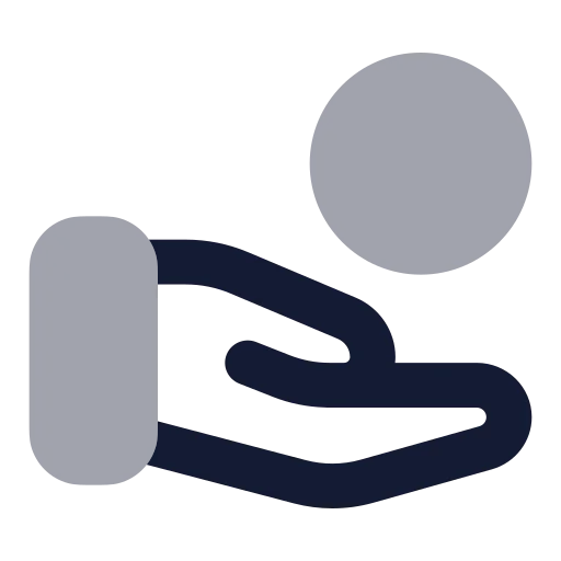 Hand Coins Icon in Bulk Rounded style