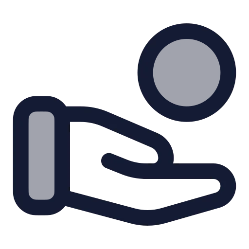 Hand Coins Icon in Duotone Rounded style