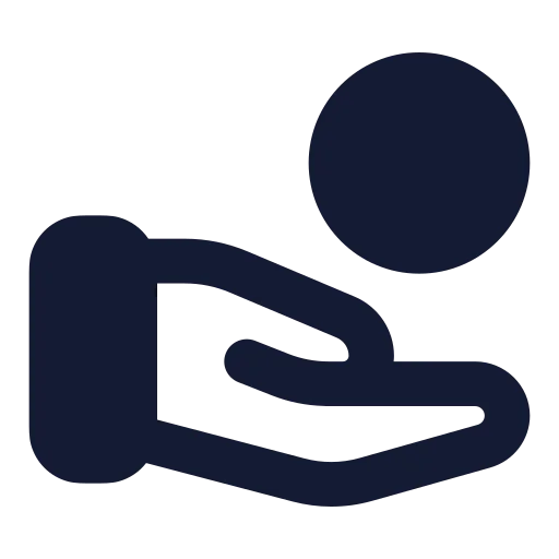 Hand Coins Icon in Solid Rounded style