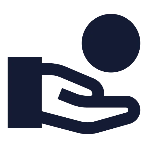 Hand Coins Icon in Solid Sharp style