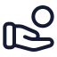 Handcoins icon with stroke rounded style