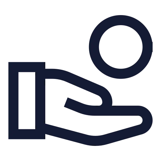 Hand Coins Icon in Stroke Sharp style