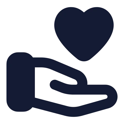 Hand Heart Icon in Solid Rounded style