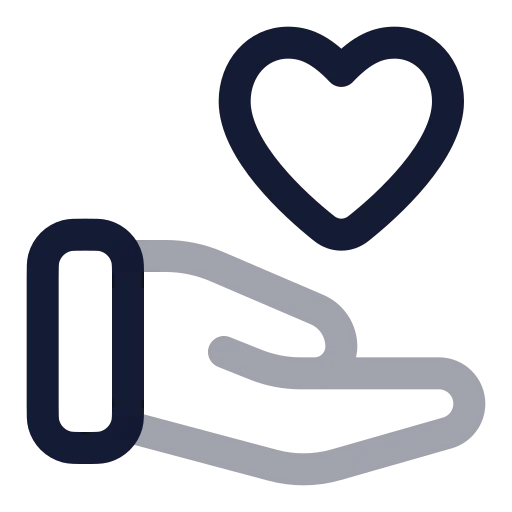 Hand Heart Icon in Twotone Rounded style