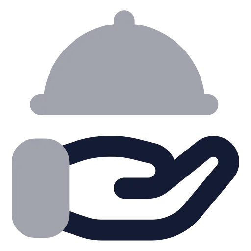Hand Platter Icon in Bulk Rounded style