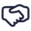 Handshake icon with stroke rounded style