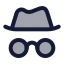 Hatglasses icon with duotone rounded style