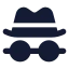 Hatglasses icon with solid rounded style