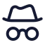 Hatglasses icon with stroke rounded style