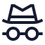 Hatglasses icon with stroke sharp style
