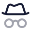 Hatglasses icon with twotone rounded style
