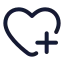 Heartadd icon with stroke rounded style