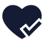Heartcheck icon with solid sharp style
