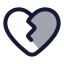 Heartcrack icon with duotone rounded style