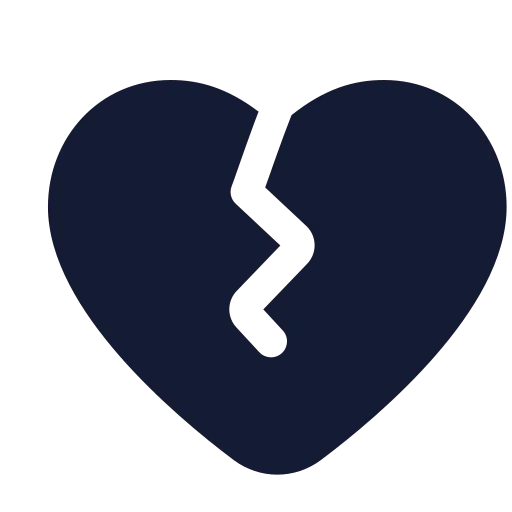 Heart Crack Icon in Solid Rounded style
