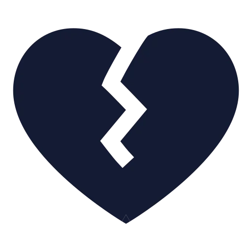 Heart Crack Icon in Solid Sharp style