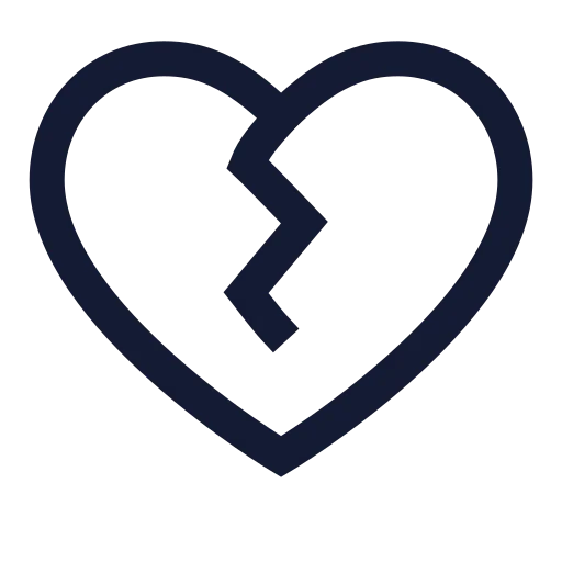 Heart Crack Icon in Stroke Sharp style