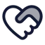 Hearthandshake icon with duotone rounded style