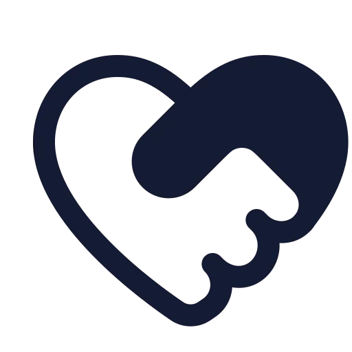 Heart Handshake Icon in Solid Rounded style