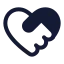 Hearthandshake icon with solid sharp style