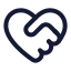 Hearthandshake icon with stroke rounded style