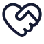 Hearthandshake icon with stroke sharp style