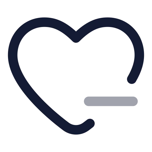 Heart Minus Icon in Twotone Rounded style