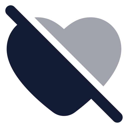 Heart Off Icon in Bulk Rounded style