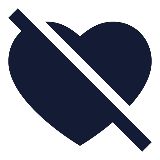 Heart Off Icon in Solid Sharp style
