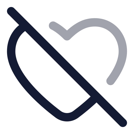 Heart Off Icon in Twotone Rounded style