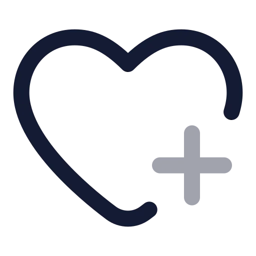 Heart Plus Icon in Twotone Rounded style