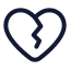 Heartbreak icon with stroke rounded style