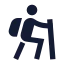 Hiking icon with solid sharp style